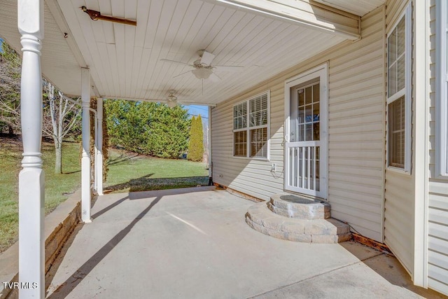 view of patio / terrace with a ceiling fan