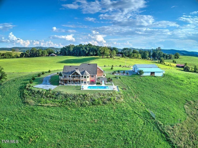 aerial view with a rural view