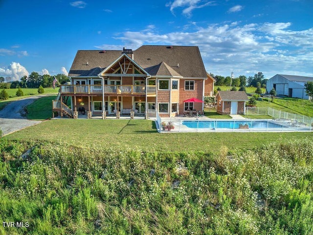 251 Fee Trl, Ewing, VA 24248 - back of house featuring a yard, a patio area, fence, a deck, and stairs