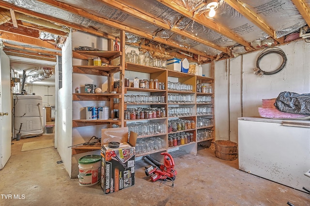 storage room with water heater