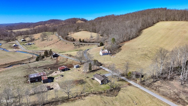 aerial view with a rural view