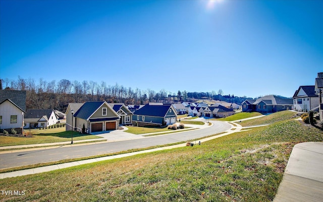 exterior space with a residential view and sidewalks