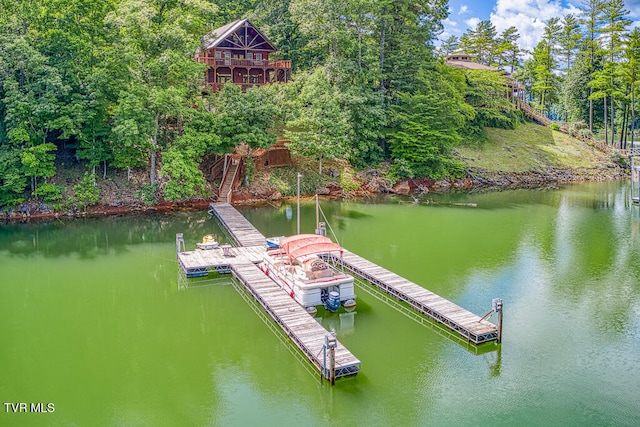 dock area featuring a water view