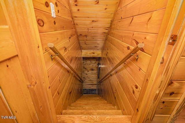 stairs with wooden walls