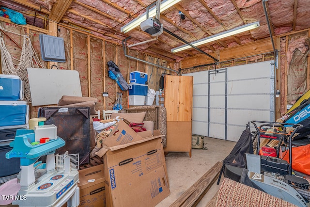 garage with a garage door opener