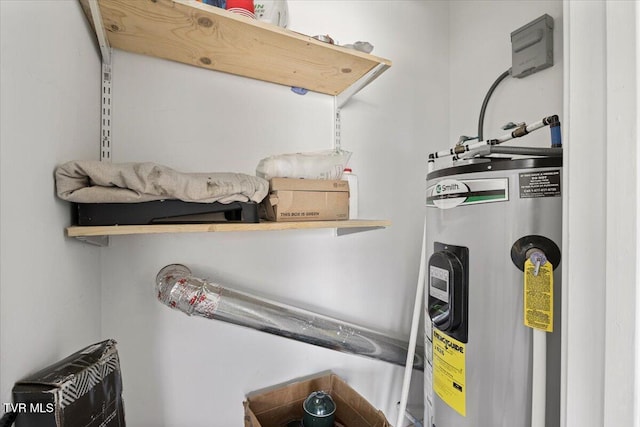 utility room featuring water heater