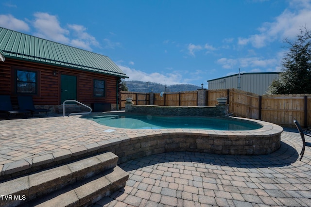 view of pool with a patio area, a fenced backyard, and a fenced in pool