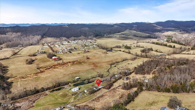 aerial view with a mountain view