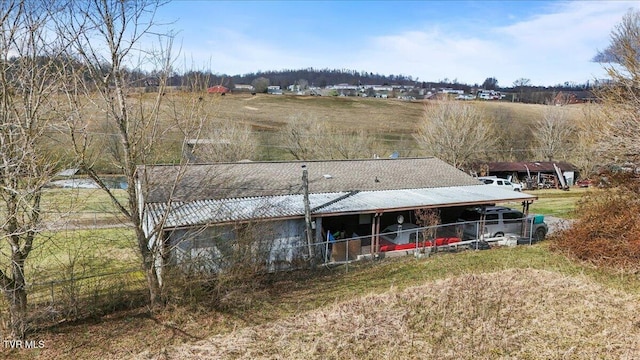 exterior space with a rural view