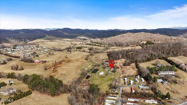 bird's eye view with a mountain view