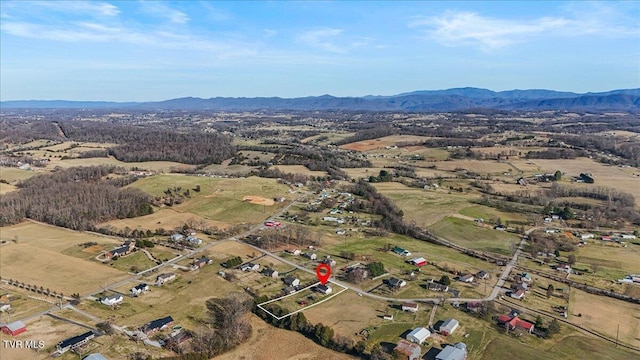 bird's eye view with a mountain view