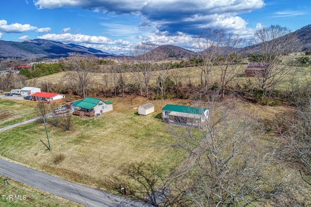 bird's eye view featuring a mountain view