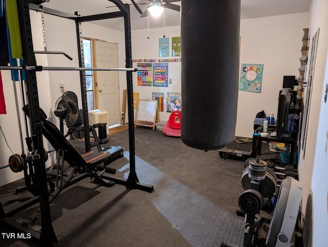 exercise room featuring a garage