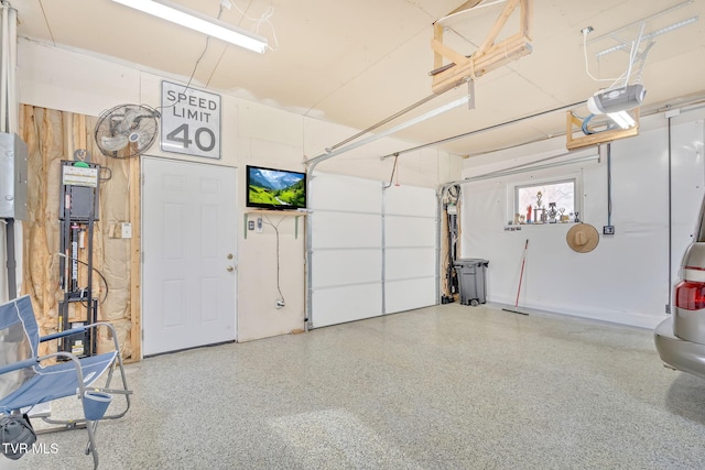 garage with a garage door opener