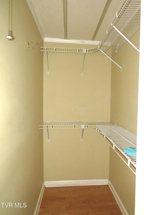 spacious closet with wood finished floors