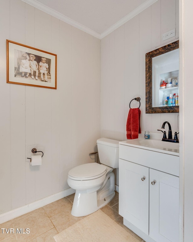 1545 Old State Route 34, Telford, TN 37690 - bathroom featuring vanity, toilet, tile patterned floors, and crown molding