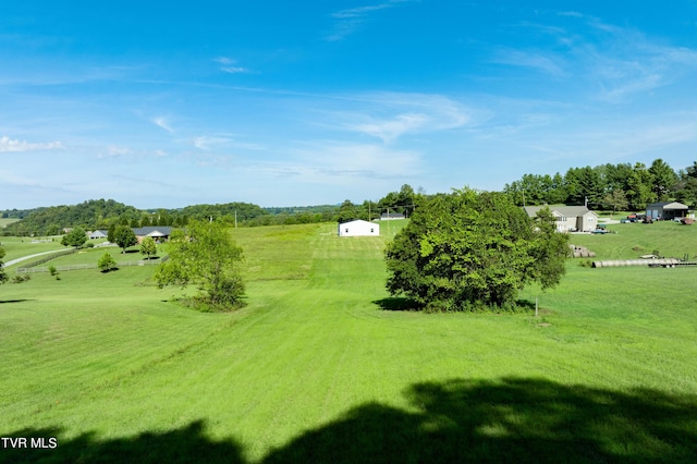 view of yard with a rural view