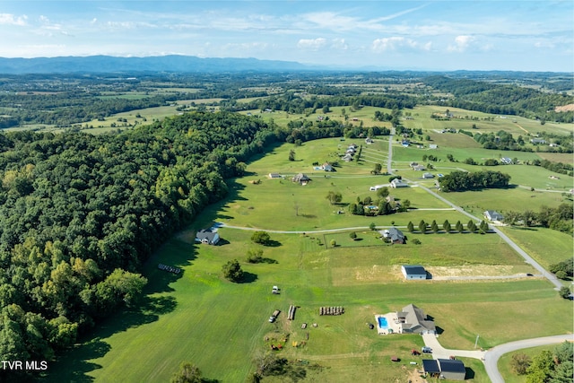 aerial view with a rural view and a mountain view