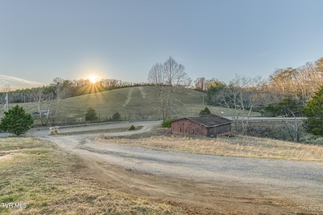 view of street featuring a rural view