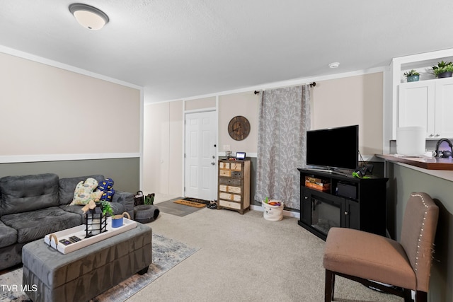 living room with carpet floors