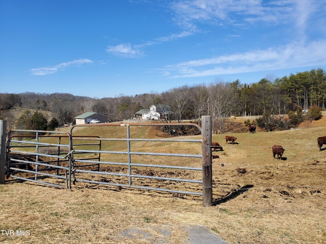 view of gate with a rural view