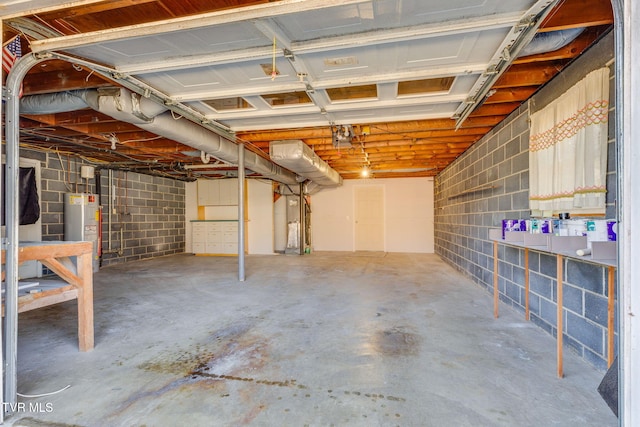 basement with water heater