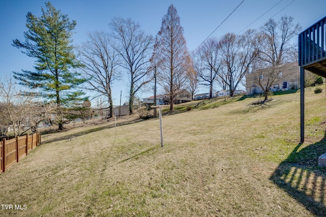 view of yard featuring fence