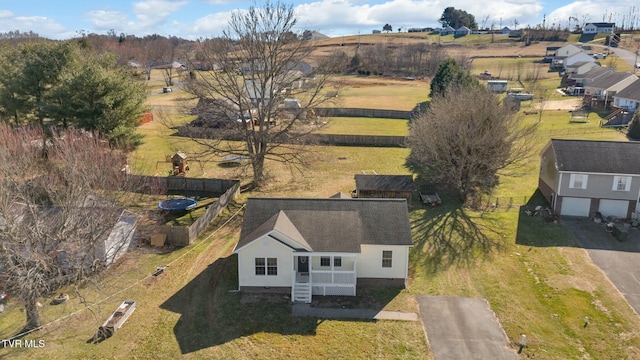 aerial view featuring a rural view