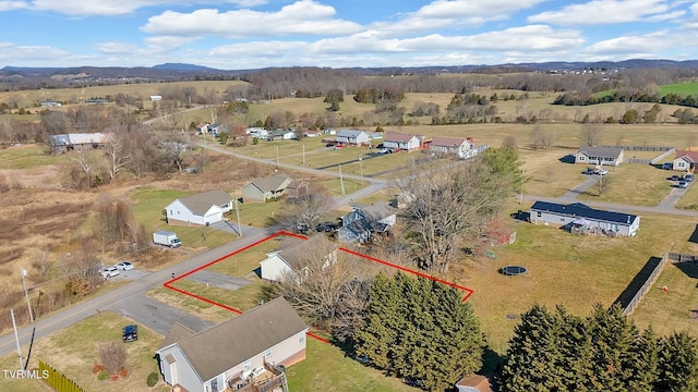 aerial view featuring a rural view