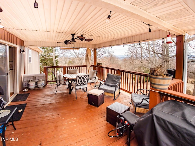 5659 Browning Way, Russellville, TN 37860 - wooden terrace with ceiling fan and outdoor dining area