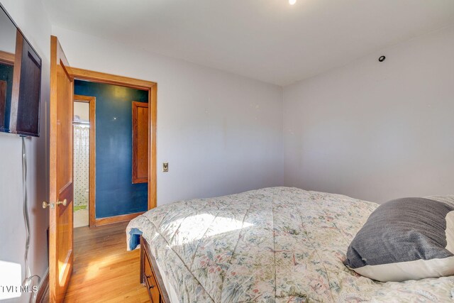 bedroom featuring light wood-style floors