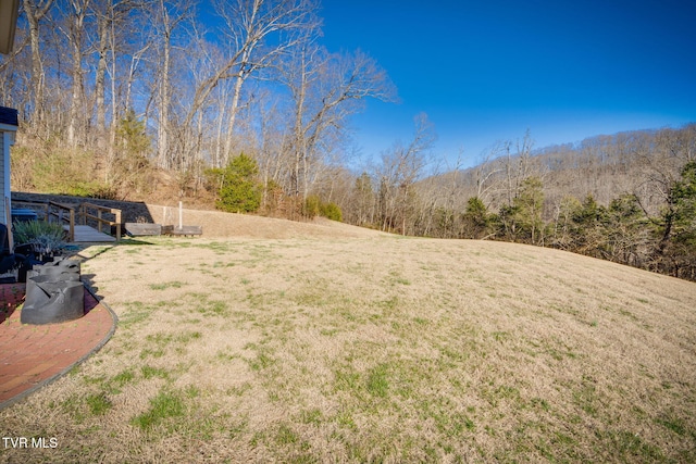 view of yard featuring a view of trees