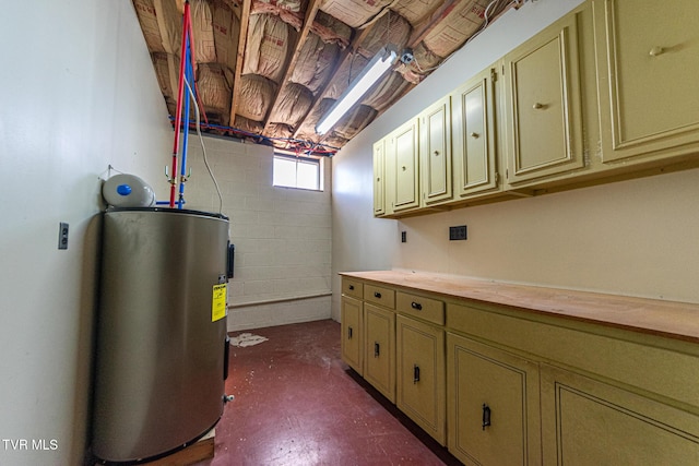 basement featuring electric water heater