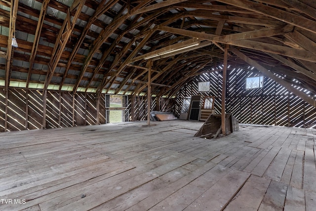 view of unfinished attic