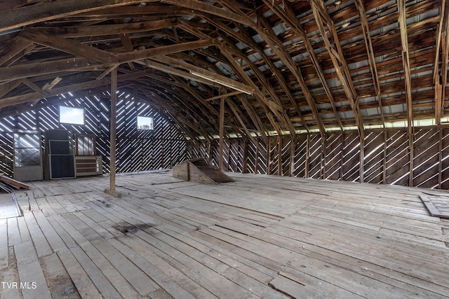 view of unfinished attic