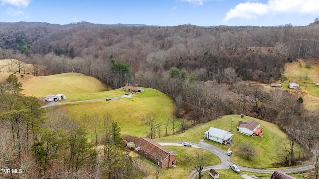 bird's eye view with a rural view and a forest view