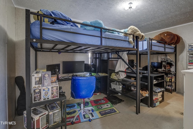 bedroom with a textured ceiling