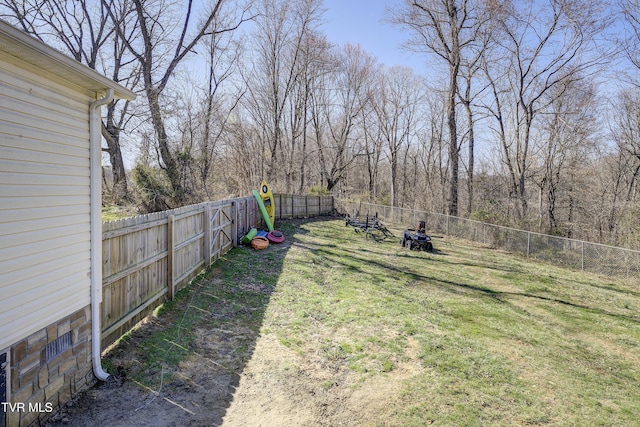 view of yard featuring a fenced backyard