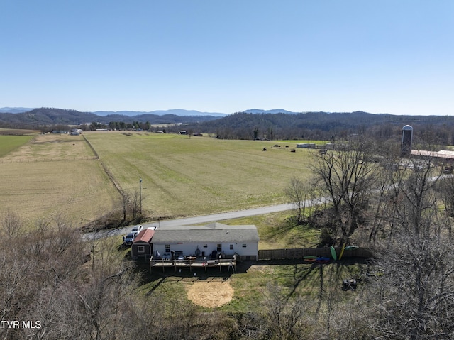 exterior space featuring a rural view and a mountain view