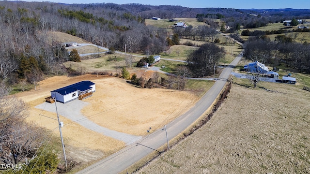 bird's eye view featuring a rural view