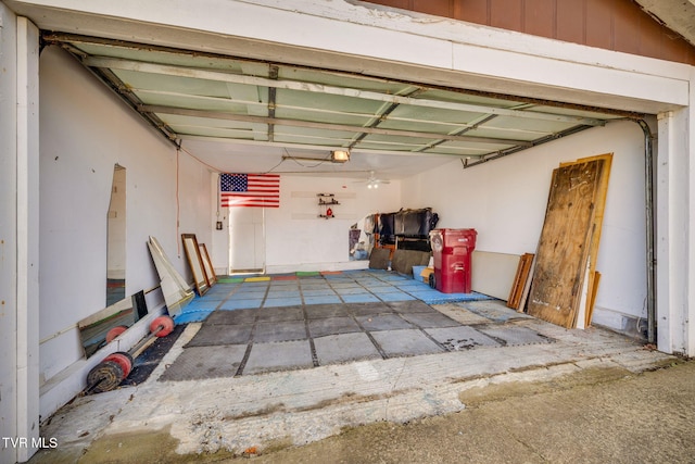 garage with a garage door opener