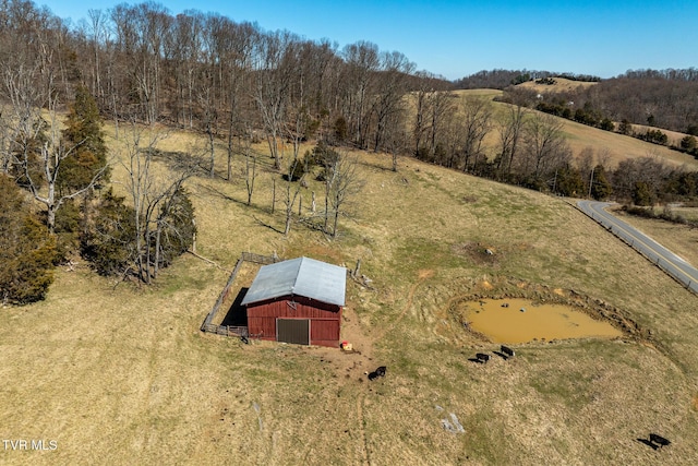 bird's eye view with a rural view