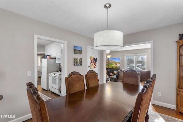 dining room featuring wood finished floors and baseboards