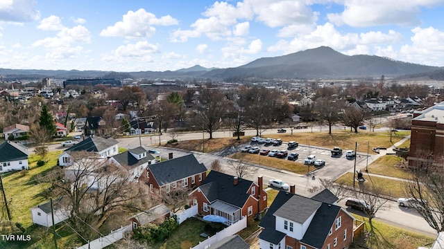 bird's eye view featuring a residential view and a mountain view