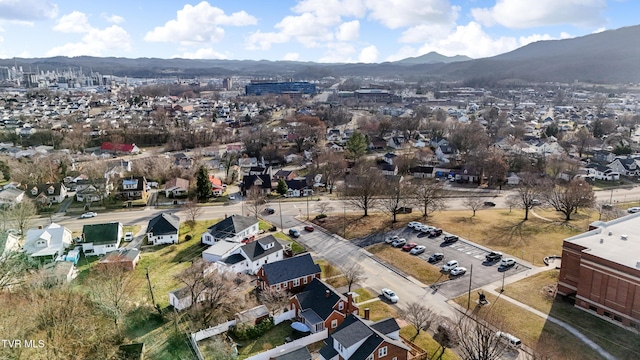 birds eye view of property featuring a mountain view