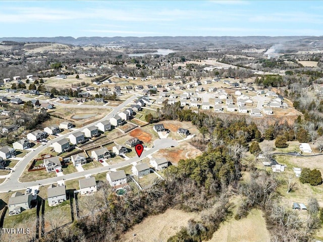 aerial view featuring a residential view and a mountain view