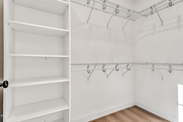 spacious closet with wood finished floors