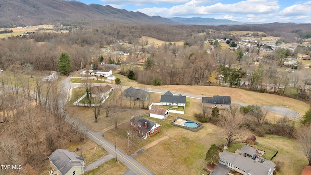 drone / aerial view with a mountain view