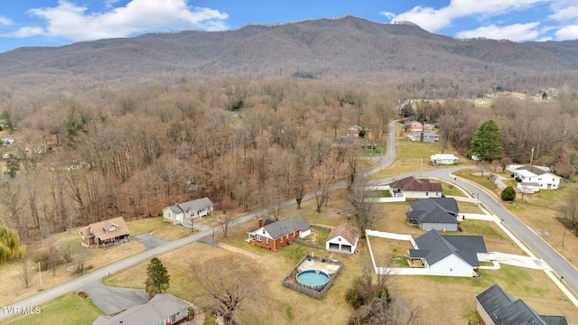 drone / aerial view with a mountain view