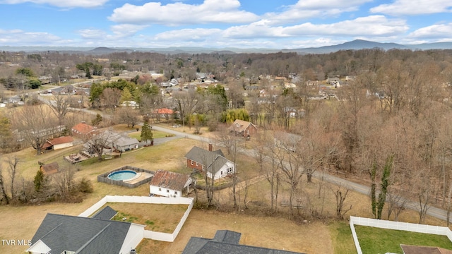 birds eye view of property featuring a mountain view